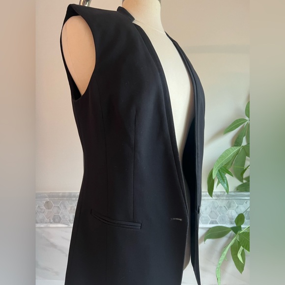 WHBM Single Front Button Black Long Vest Sz 6 - Picture 6 of 11